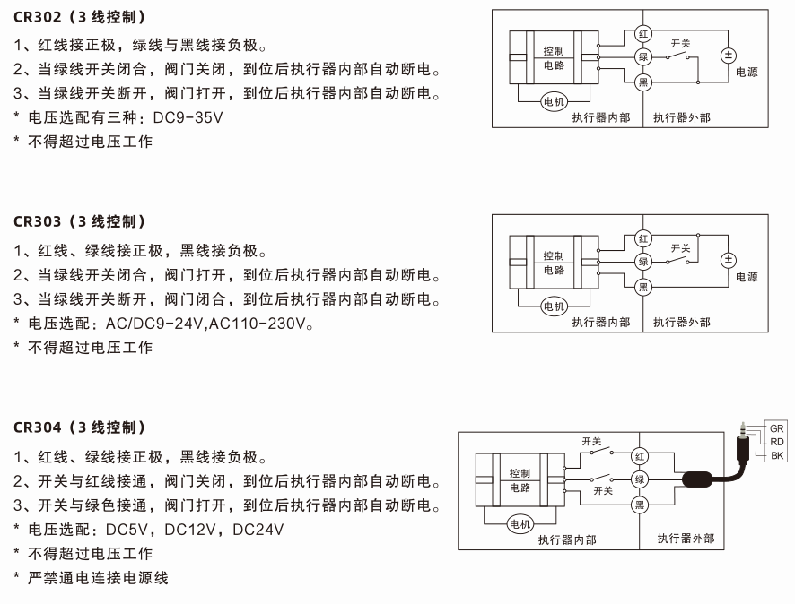 精小型電動(dòng)球閥接線圖